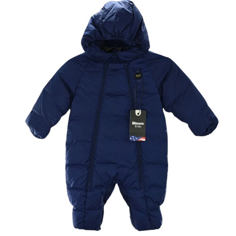 BLAUER KIDS Infants Navy Blue Down Filled Quilted Snowsuit Bunting 9M NWT